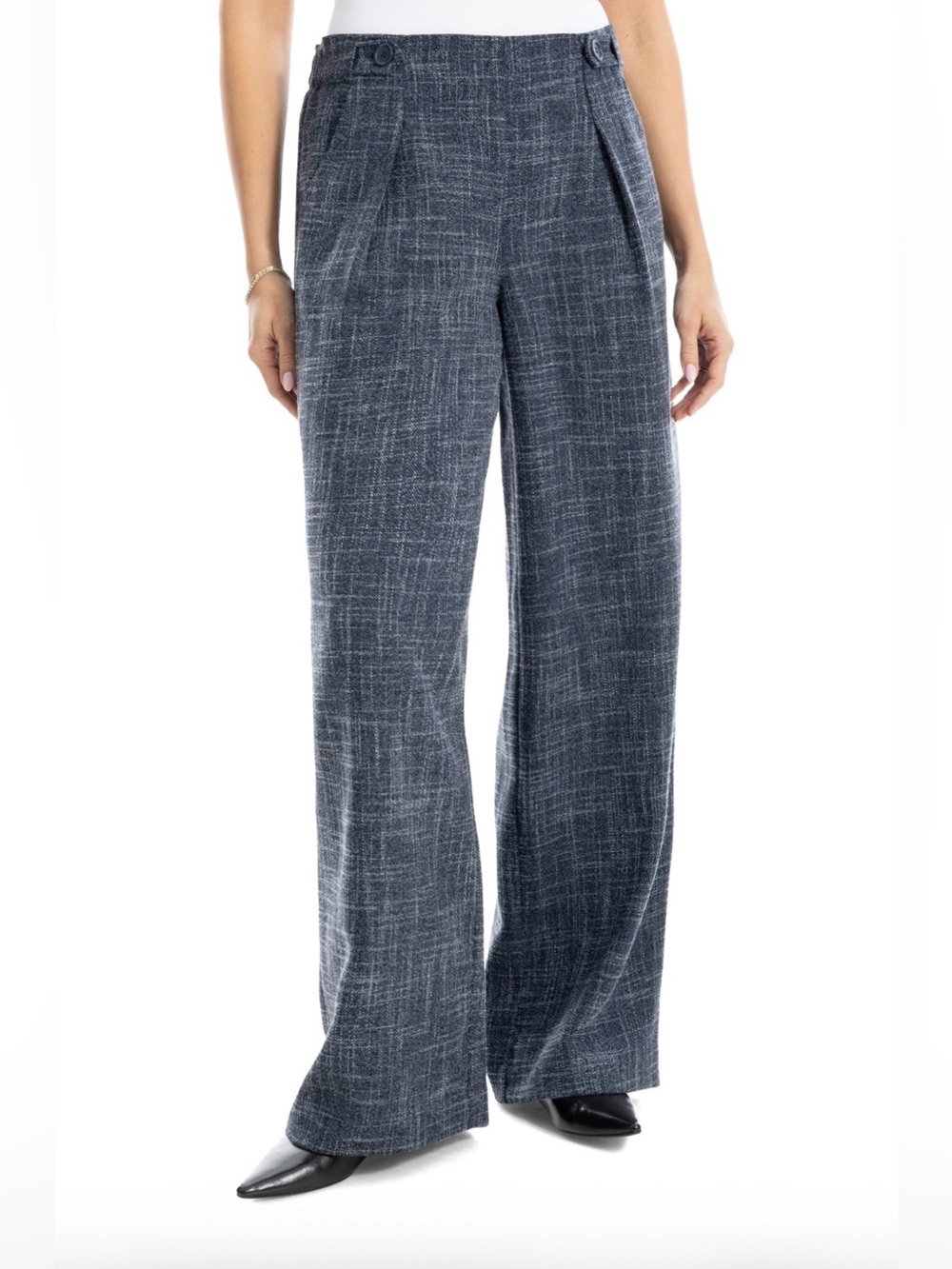 MAX STUDIO Soft Pleat Front Trousers
DARK NAVY MELANGE, Size Medium